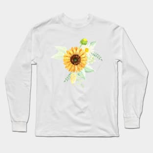 Sunflowers and Daisies Bouquets | Watercolor | Art | Pattern Long Sleeve T-Shirt